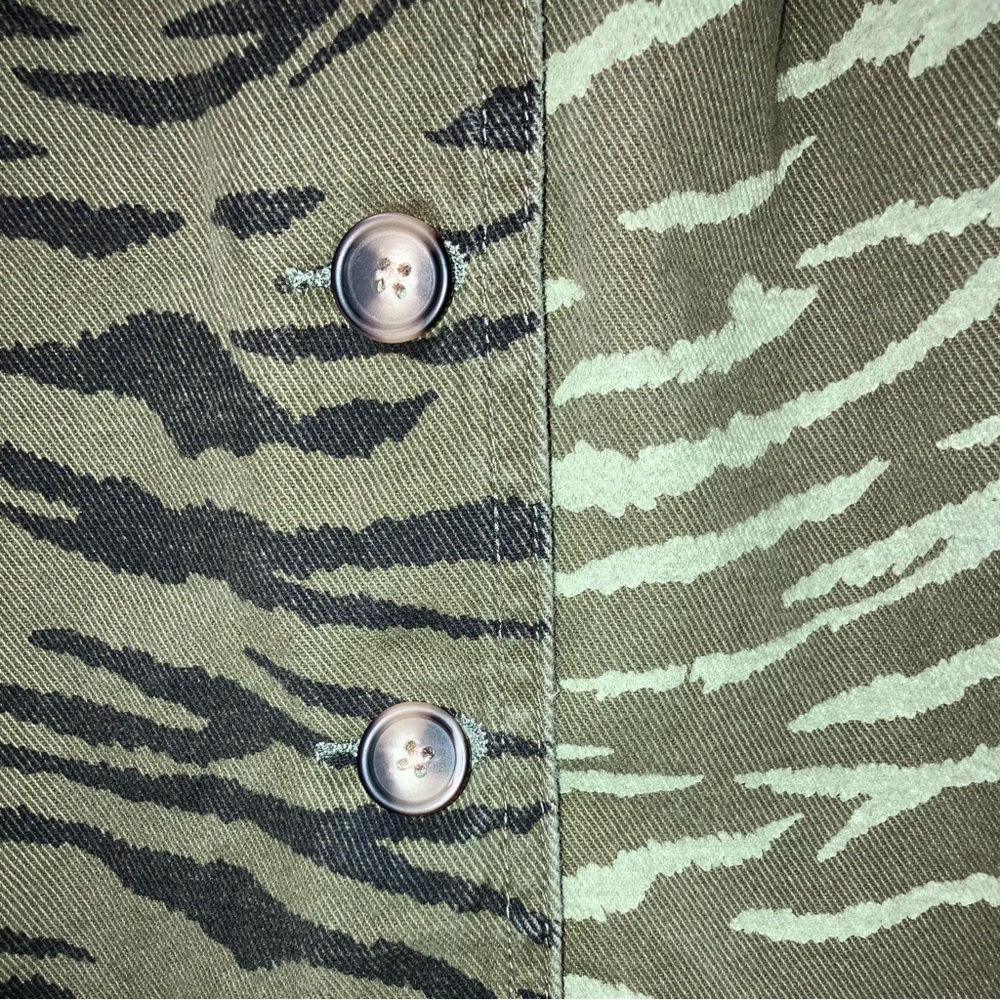 Rachel Antonoff Green Zebra Print Button-Front Dress - Picture 4 of 7